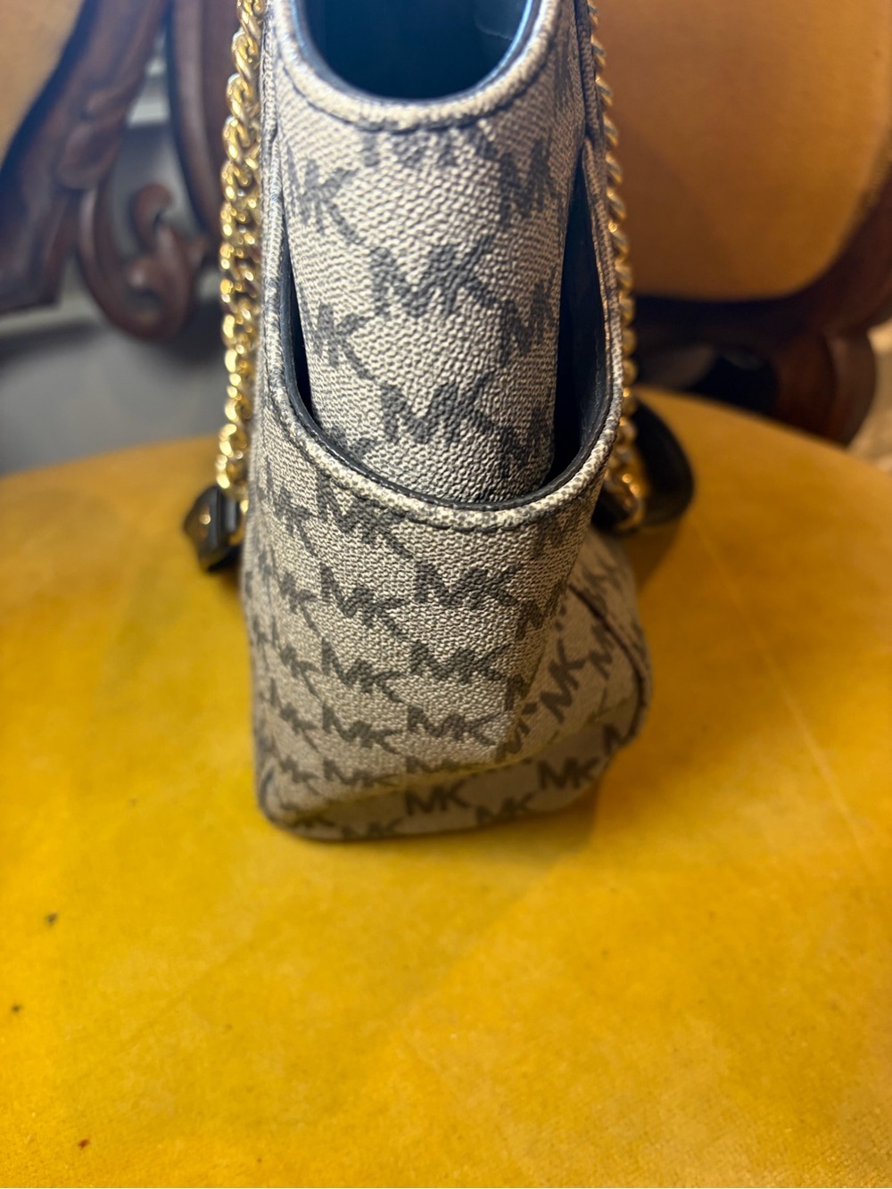 Michael Kors Black and Grey MK Logo Tote with Black Trim and Gold Hardware - Picture 7 of 7